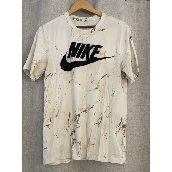 Nike Marble Pattern Shirt With Logo, White Size M - Picture 1 of 3